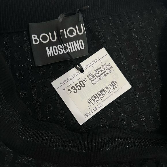 MOSCHINO NWT Small Boutique Black Knit Viscose Blend Size 6 Women's Mini Skirt - Picture 2 of 9